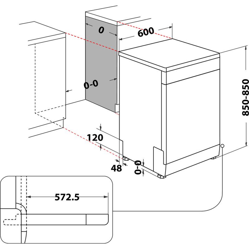 Bauknecht Dishwasher Standgerät B0F D651A X Standgerät B Technical drawing