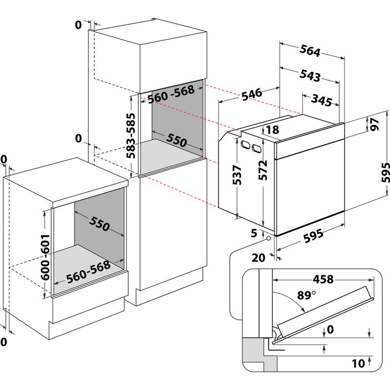 Bauknecht Einbauherd/Backofen Einbaugerät BIR4 DP8FS2 ES Elektrisch A+ Technical drawing