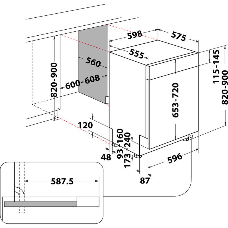 Bauknecht Dishwasher Einbaugerät B0B D651A X Teilintegriert B Technical drawing