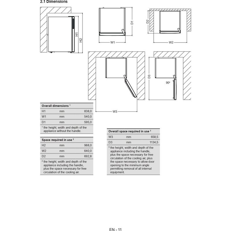 Indesit-Gefrierteil-Standgerat-I55ZM-112-W-2-N-Weiss-Technical-drawing