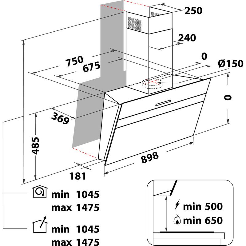 Bauknecht-Dunstabzugshauben-Einbaugerat-BHVS-91F-LT-DP-K-Schwarz-Wandmontage-Elektronisch-Technical-drawing